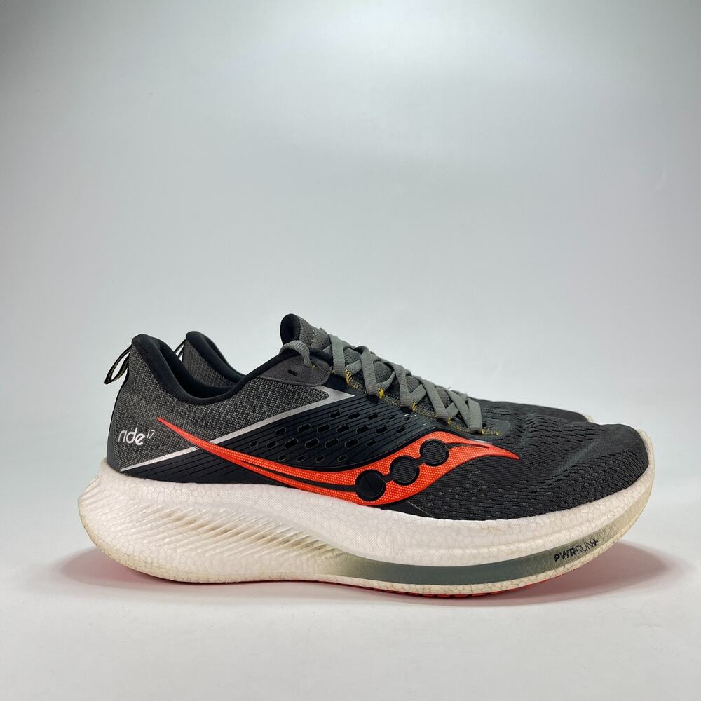 Saucony Ride 17 Black Pepper Orange Athletic Running Shoes S20924-110 Mens Sz 10